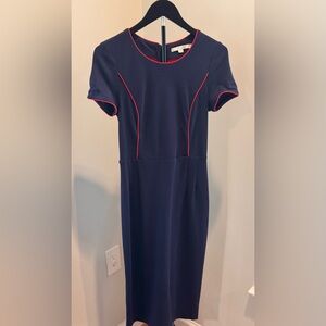 Boden Navy Dress with Red Piping